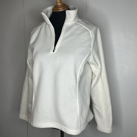 LANDS END PULLOVER WOMENS SZ S/P 6-8 CREAM 1/4 ZIP FLEECE TEXTURED - Picture 1 of 9